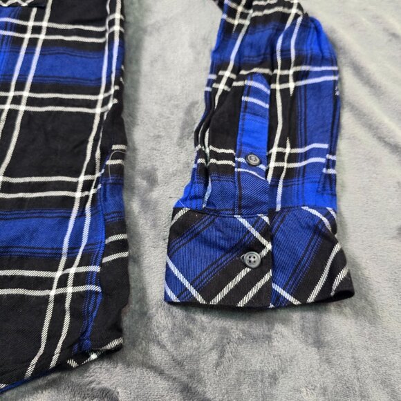 Sanctuary Blue & Black Plaid Button Down Shirt | Women’s Medium - Picture 11 of 13